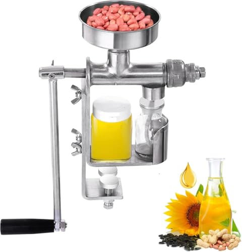 GWWBD Manuelle Ölpresse Maschine 304 Edelstahl Nussöl-Extraktor Samen Ölveröl Lebensmittelqualität Öl Expeller Ölabzieher