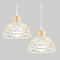 2 Pezzi Lampadario a Sospensione Moderno, E27 Industriale Metallo Lampadari Ø20cm Bianco Paralume,Lampada a Sospensione in Legno per Camera Da Letto Cucina, Sala Da Pranzo