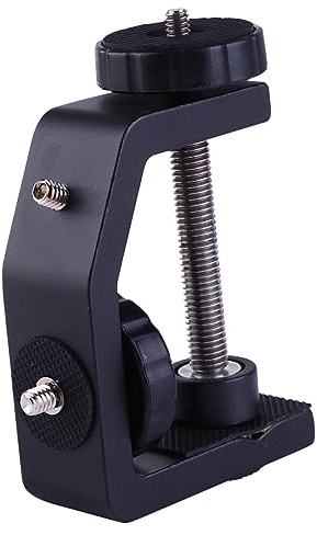 Lurrose Support de Bureau Pince en C en Aluminium pour Appareil Photo Clip de Fixation Robuste Prise de Vue en Extérieur Compatible Reflex Numériques et Trépieds Pince de Montage Solide