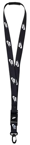 Nike Club Breakaway Lanyard – Futura Logo Neck Strap, Detachable Buckle & Swivel Hook for ID & Keys, Black | White, One Size