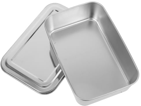 KOCKSHION Bandeja Rectangular Inoxidable Tapa Para Pasteles De Almacenamiento Bandeja Para Hornear Fácil De Limpiar Postres y Lasaña