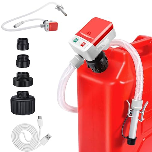 AriKroii Pompa di Trasferimento del Carburante con Sensore di Arresto Automatico (2,75GPM),Pompa Travaso Gasolio Elettrica con Adattatore di 4 Dimensioni, per Diesel,Benzina e non Corrosive Liquids