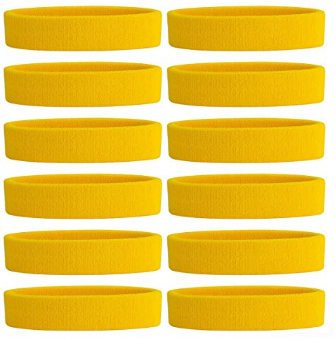 ONUPGO Sweatband Headbands for Men & Women -12PCS Sports Headbands Moisture Wicking Athletic Cotton Terry Cloth Head Band