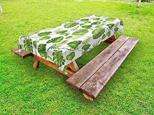 ABAKUHAUS Hoja Funda Nórdica, Remolinos de Palm árboles de plátano, de Tela con Estampa Digital Decorativo Lavable, 145 cm x 210 cm, Verde pálido