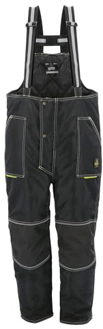 RefrigiWear Men's ErgoForce Waterproof Insulated Low Bib Overalls, Black - Medium