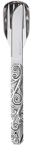 Akinod Elegant gourmet rakt bestick med magnetisk insats (kniv, gaffel och sked) - magnetiskt rakt bestick 12H34 mod. MIRROR Arabesques