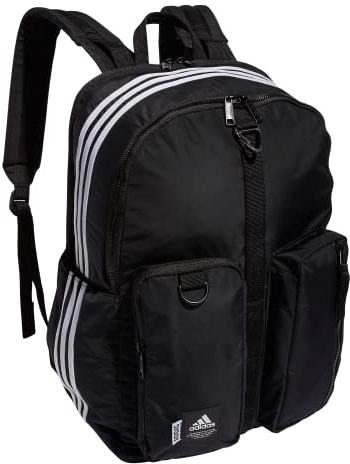 adidas Unisex's Iconic 3 Stripe Backpack, Black/White, One Size