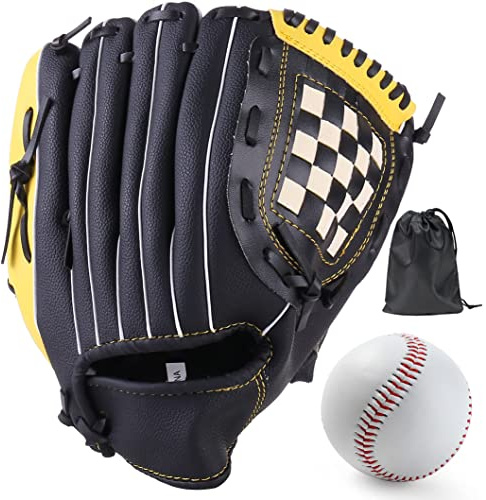 LeapBeast Guante de Béisbol, Jarra Softball Guantes Mano Izquierda Suave PU con 1 Pelota Suave para Niño/Adolescente/Adulto Profesional de Béisbol