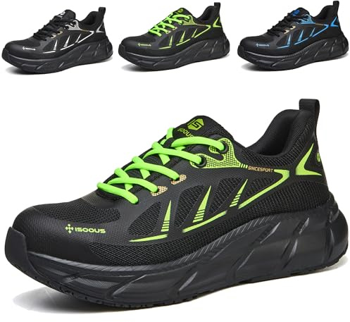 ISOOUS Zapatos de Seguridad para Hombre Mujer Punteras de Acero Ligeros | Zapatillas Trabajo Antideslizante Comodo Calzado de Seguridad Transpirable Zapatillas de Seguridad