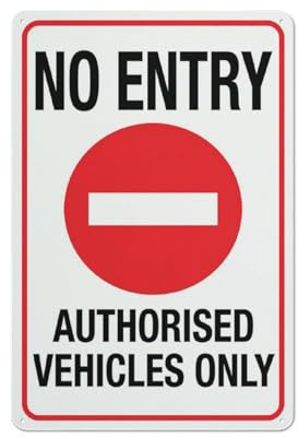 Compladeta No Entry Authorised Vehicles Only Sign Outdoor Metal Sign - 12 X 8 Metal Signs For Business, Workplace, Office, Home, Delivery Signs, Road Signs, Garden Signs