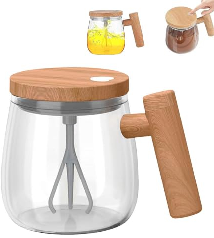 ZOYDP Selbstrührende Tasse 400 ml, 7000rpm Glas Self Stirring Mug, Selbstrührender Becher mit Deckel, Selbstrührender Kaffeebecher, Elektrischer Rührbecher für Büro/Küche/Reise/Zuhause, Geschenke