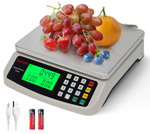 KNSWE Commercial Food Scale 40KG Large Digital Kitchen Scale Baking Cooking Bread Meat Weight Price Computing Scale Stainless Steel Parts and Coins Counting Scale for Deli Stores Tare Function