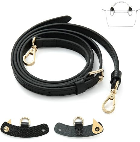 Correa cruzada compatible con bolsa Longchamp LP Xtra XS, kit de conversión, herrajes dorados, Negro con dorado HD