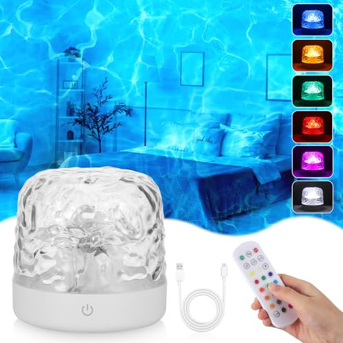 JIZZU Ocean Lamp LED Sternenhimmel Projektor Kinder, 16 Farben Wave Nachtlicht Tischlampe Sternenhimmel Projektor Wiederaufladbarkeit für Schlafzimmer/Party, Outdoor
