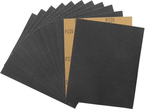 STEBRUAM Carta Abrasiva 15 Pezzi,230x280mm Vetrata,Grane 220 Grinta,Sandpaper Vetro Impermeabile Levigatura a Secco e Umido