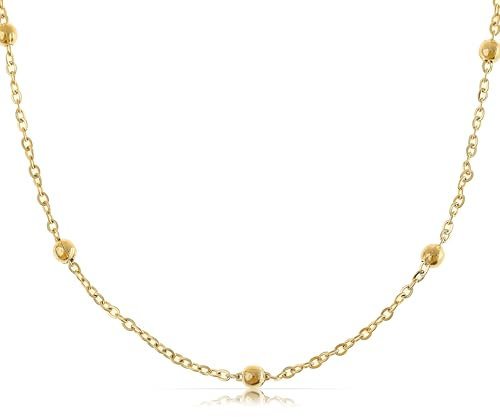 Made by Nami Brillenkette Damen Gold Brillenband Damen 70 cm aus chirurgischem Edelstahl Hypoallergen Wasserfester Schmuck Boho Schmuck Sommer (Rundankerkette mit Perlen)