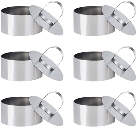 Uqezagpa Juego de 6 anillos de postre de acero inoxidable para mousses y postres adecuados para pasteles y pudines