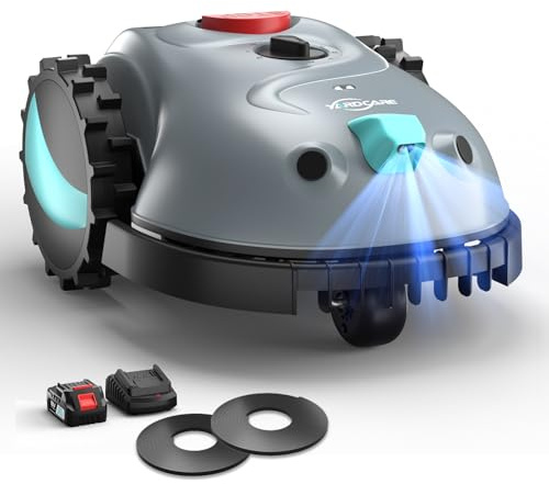 (2026 Upgrade) YARDCARE V100 Robot Cortacésped sin Cable Perimetral con Navegación por Visión, Detección de 150 Obstáculos, hasta 150 m², con batería de 4 Ah, Cuchillas de Repuesto, Banda magnética