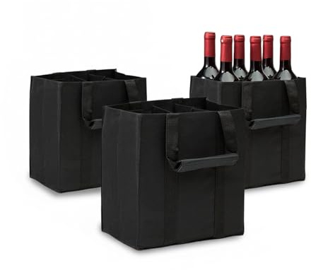 Avilia Porta Bottiglie Set 3 Borse – Portabottiglie Acqua Vino Birra 6 Bottiglie 1,5L, Borsa Porta Bottiglie Impermeabile Oxford, Struttura Rigida Antiurto, Riutilizzabile Ecologica, Picnic Spesa