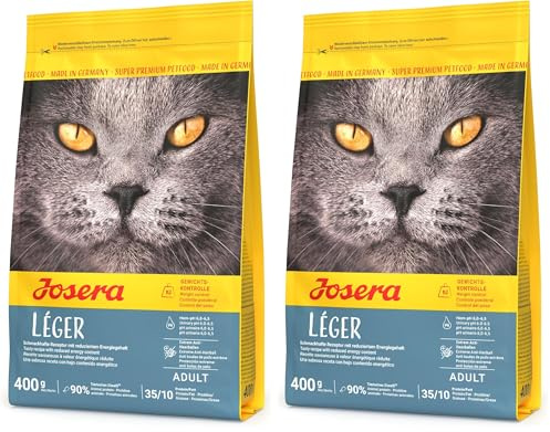 JOSERA Léger 400 g | Croquettes pour Chat en surpoids ou stérilisé | Faible teneur en matières Grasses | Aliment Super Premium pour Chat Adulte Peu Actif | Sachet de 400 g (Lot de 2)