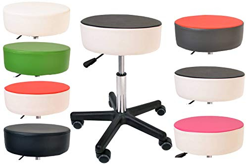 Promafit Rollhocker Fritz mit PU-Rollen - Sitzstuhl Arbeitsstuhl Arbeishocker Rollhocker Hocker in Drehhocker Bürostuhl Praxishocker - ergonomisch - stufenlos höhenverstellbar (Schwarz/Weiß)