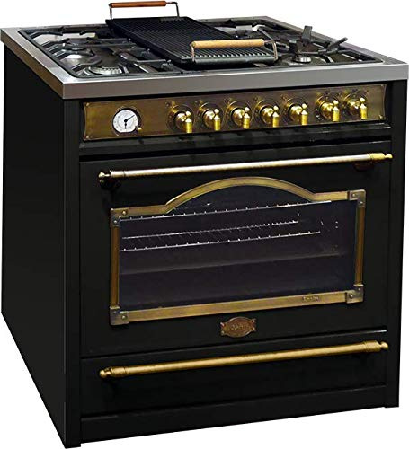 Kaiser HGE 93555 Em Gas Elettrico Fornello 90 cm/Forno Elettrico/Fornello/115L / Piano cottura a gas/ 4,5 Kw WOK/ 8 funzioni/Autopulente/Gas naturale e propano possibili/Qualità deluxe