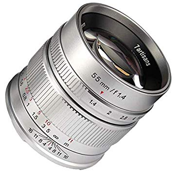 7artisans 55mm F1.4 APS-C Lente Fija Manual para cámaras con Montura M4 / 3 Panasonic G1 G2 G3 G4 G5 G6 G7 GF1 GF2 GF3 GF5 GF6 GM1 Olympus EMP1 EPM2 E-PL1 E-PL2 E-PL3 E-PL5 Silver