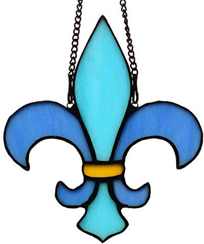 HAOSUM Décoration de fenêtre en vitrail en Forme de Fleur de lys Faite à la Main, Cadeau de Pendaison de crémaillère pour Nouvelle Maison, Cadeau d'anniversaire pour Homme, Cadeau de décoration de