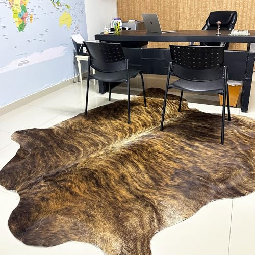 Appaloosa Cowhides Genuine Cowhide Rug - Natural Leather Hide Rugs for Living Room & Area Rug for Bedroom - Real Cowhides Rugs for Rustic Home Decor - Medium Brindle Cowhide Rug Collection 6x7-8ft