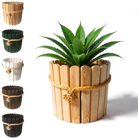 Floranica maceteros Decorativos Interior macetas de Pino Decorativas Cuerda de Yute cubremacetas Exterior Grandes 33 x 30cm Naturale