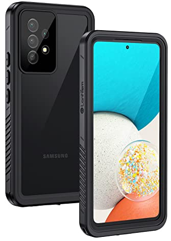Lanhiem für Samsung Galaxy A53 5G Hülle, IP68 Wasserdicht Handyhülle Samsung A53 360 Grad Stoßfest Staubdicht Outdoor Panzerhülle mit Eingebautem Displayschutz, Schwarz