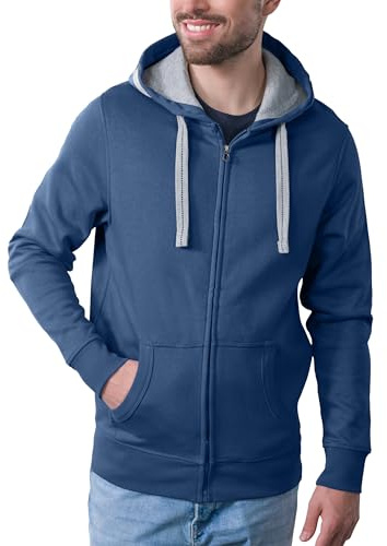 HRM Veste à Capuche pour Hommes, Bleu, Taille 6XL I Hoodie Premium Homme avec Doublure Contrastée I Sweat à Capuche Basique à Fermeture éclair I Vêtements Hommes Haut de Gamme et Durables