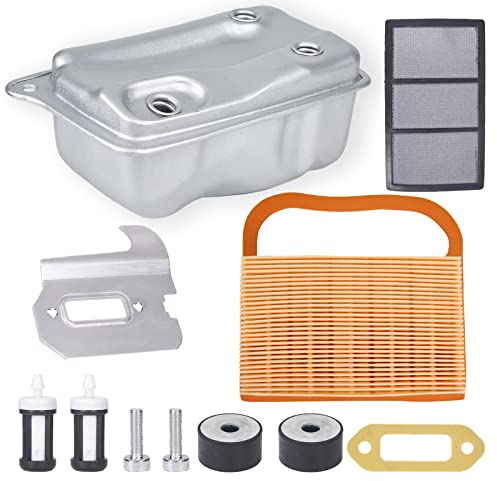 Mikatesi 4238-140-0611 Exhaust Muffler Gasket Replacement Kit with 4238 140 4401 Air Filter Pre Cleaner for Stihl TS410 TS420 Cut-Off Concrete Saw Replaces Parts 4238 140 0611 4238-140-1800