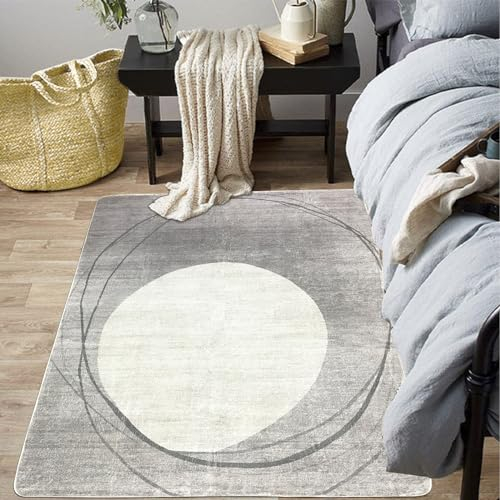 Tinyboy-hbq Rund Teppich Jugendzimmer Kurzflor Pflegeleicht,rutschfeste Rückseite,Moderne Jungen Lass, Passend für Wohnzimmer Schlafzimmer,Grau/Beige,80x120cm