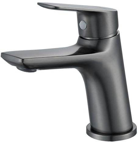BELZ Bathroom Sink Tap, Washbasin Tap with Single Lever Mixer, Bathroom Vanity Faucet,Water-Saving Design with Hot and Cold Water Control (Gunmetal)