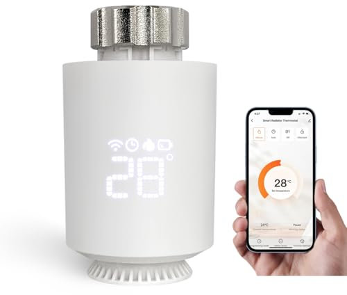 Jadeshay Valvole Termostatiche WIFI Valvole Termostatiche per Termosifoni Termostato WIFI per Riscaldamento Intelligente Casa con Telecomando Tuya Smart