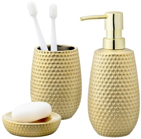 Navaris Accessoires de Salle de Bain - Set Accessoire de Salle de Bain - Ensemble Complet - Distributeur de Savon - Verre Brosse à Dent - Porte Savon