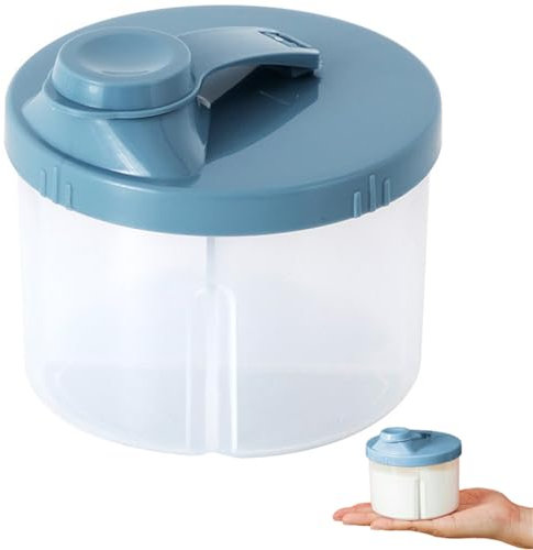 Zephyra Milchpulver Portionierer Baby,Milchpulver Aufbewahrungsbox,Tragbarer Milchpulver-Kasten,Milchpulverspender mit 4Fächern,Milchpulver Spender Drehbarer Deckel für Einkaufen,Reisen (Blau)