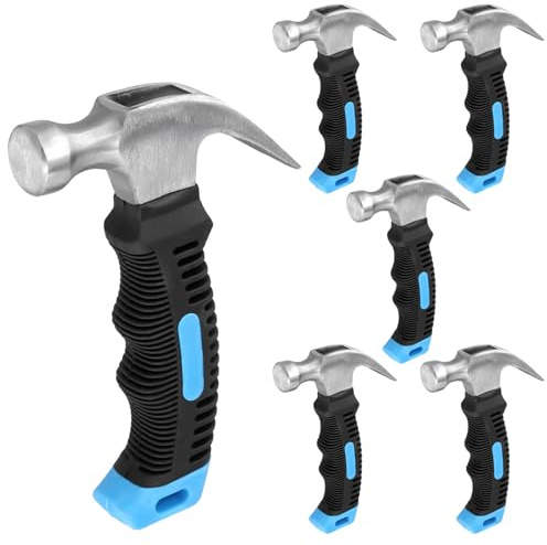 HAKZEON 6-pack 237 ml liten klohammare, blå stubby minihammare med halkfritt handtag för hem och gör-det-själv