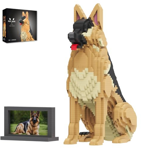 HJPLPXH Animal Dog Adorable Pet Berger German Building Block Set - Secret Small Storage Box Inside ! Jouet idéal pour les amateurs de chiens, les enfants et les adultes