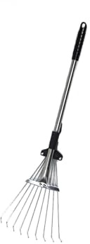 Spotact Rastrillo telescópico ajustable para hojas de jardín de 12 a 20 pulgadas de ancho, rastrillo telescópico de acero inoxidable con mango extensible y agarre ergonómico para hojas de patio, rocas