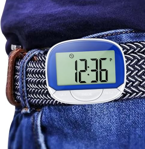 Compteur de pas pour la marche, podomètre pour les pas et les kilomètres – Grand écran de 55 mm avec horloge, compteur de pas précis, distance parcourue, calories