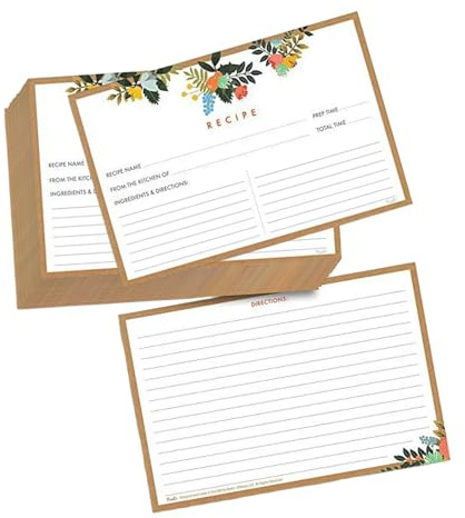 MotiveTech 20 Fiches Recettes, Livre de Recettes Vierge pour Enregistrer Vos Propres Recettes, Cartes de Recette 15 X 10 pour Côtés, Cartes de Cuisine pour La Fête Des Mères, Un