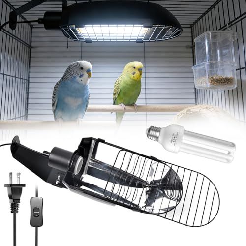 GlowUp UVB 2.4 Lámpara para Pájaros Kit Combinado, Portalámparas E27 con Bombilla UVB 2.4 20W E27 para Aves y Reptiles