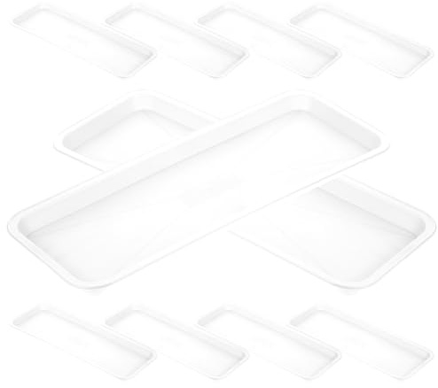 SHERCHPRY 10 Piezas Bandeja Rectangular de Plástico Blanco para Macetas y Bonsáis, Reutilizable y Resistente, Adecuado para Interiores y Exteriores Drenaje Eficaz