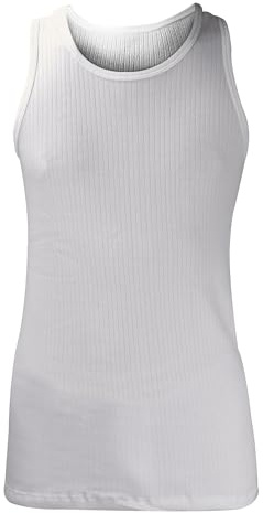 HEAT HOLDERS - Herren Thermo Innenfleece Baumwolle Ärmellos Unterhemd (Large (41-43 Chest), White)