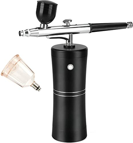 Airbrush Kit, Titoe Portable Handheld Mini Airbrush Compressor Set Kit with Air Brush Spray Gun for Makeup, Cake Decoration, Model Coloring, Manicure, Tattoo, Art Drawing(Black)