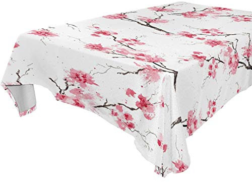 Nappe carrée Lavable en Polyester Motif Fleurs de Prunier 137,2 x 182,9 cm