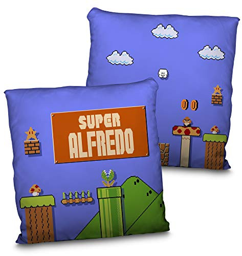 LolaPix Cuscino Mario Bros. Cuscino Personalizzato con Nome. Regalo Geek Personalizzato. Stampa su Due Lati al 100%. Riempimento Incluso. Varie Dimensioni. Mario Bros