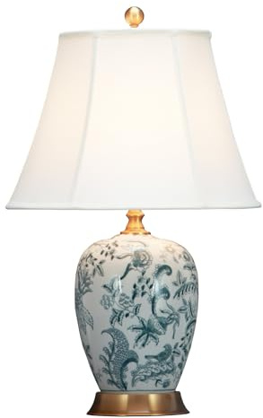 Fine Asianliving Lampada Da Tavolo Cinese Orientale asiatica Porcellana ceramica Lampada Da Comodino Lampada Da Scrivania paralume JingdeZhen Manda decorazione 41x41x